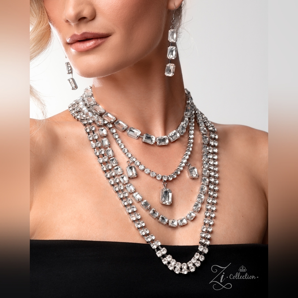 Dazzling Silver Multi-Layered Necklace Set